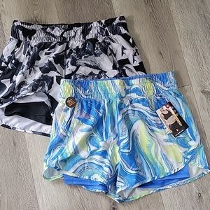 Avia Neon Swirl Athletic Shorts (2) Pairs 8/10 Medium
